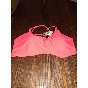New 2X Fabletics NOA Scoop Neck Pink Bikini Top Swimsuit Bathing Suit Swimwear